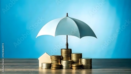 Wallpaper Mural Financial security concept with coins and umbrella as protection. Torontodigital.ca