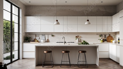 This minimalist kitchen focuses on function space and beauty