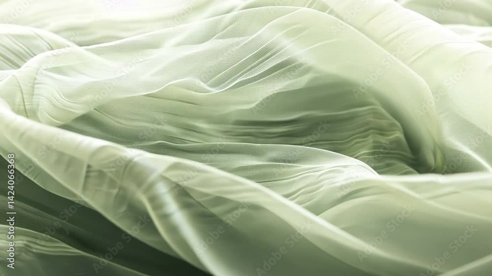 Elegant and delicate soft green fabric showcases flowing texture and gentle waves, perfect for various design applications with sophisticated touch. Elegant and delicate soft green fabric showcases flowing texture and gentle waves, perfect for various design applications with sophisticated touch.