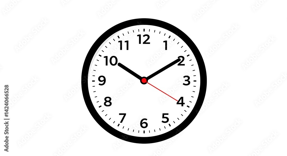 Clock Face Showing Time on White Background Clock Face Showing Time on White Background