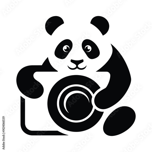 Cute Panda Taking a Photo, Creative Photography Panda Art
