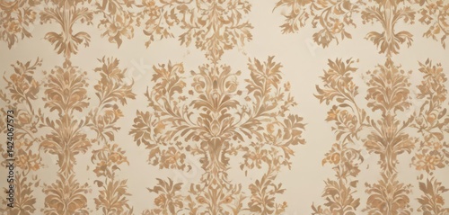Elegant floral damask pattern on cream background, design, ornate, cream