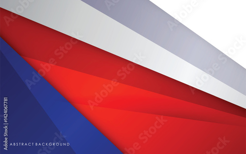 Modern abstract geometric blue, red, white and silver luxury color background