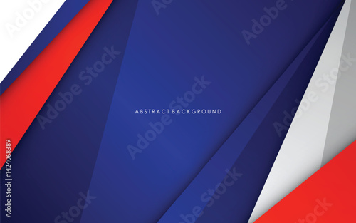 Modern abstract geometric blue, red, white and silver luxury color background