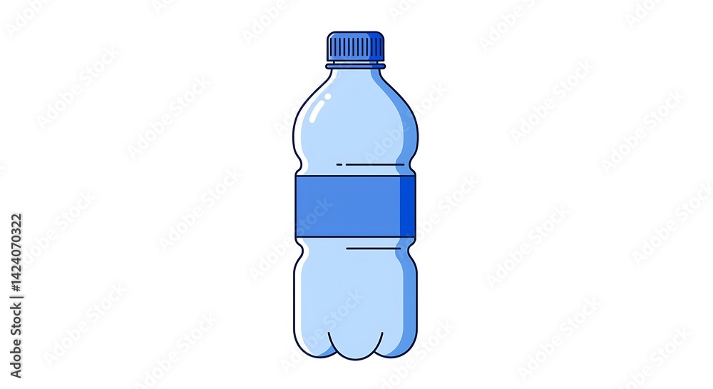 Water Bottle Graphic on White Background with Blue Label Water Bottle Graphic on White Background with Blue Label