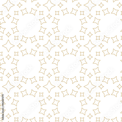 Abstract geometric pattern with crosses, stripes, lines. Seamless vector background. White and gold ornament. Modern reticulated graphic design.