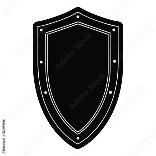 isolated Black vector military bulletproof shield on white background