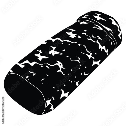 isolated Black vector military camo sleeping bag on white background