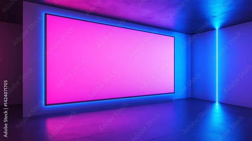 Fototapeta premium Empty room with vibrant neon lighting