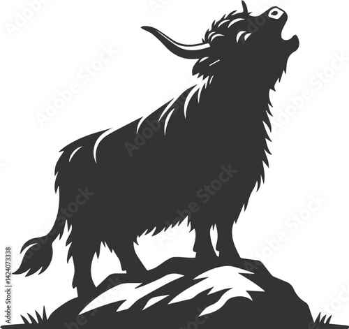 Laughing highland cow animal silhouette