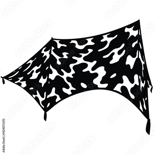 isolated Black vector military camouflage tarp on white background