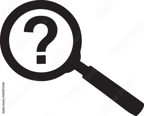 Magnifying glass question mark icon silhouette vector illustration