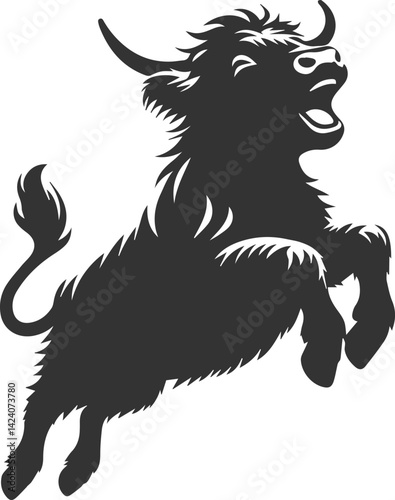 Laughing highland cow animal silhouette