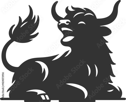 Wallpaper Mural Laughing highland cow animal silhouette Torontodigital.ca