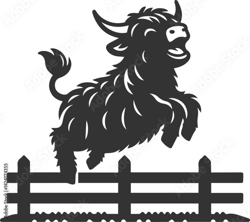 Laughing highland cow animal silhouette