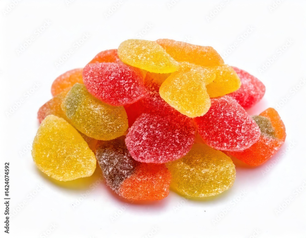 Sweet Sugary Gummies: A Colorful Pile of Fruity Jellies Sweet Sugary Gummies: A Colorful Pile of Fruity Jellies