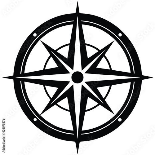 isolated Black vector military compass on white background