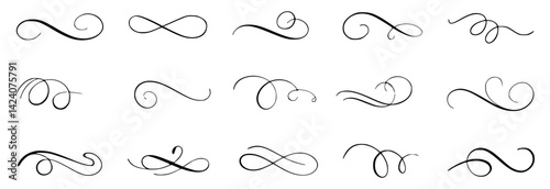 Elegant Decorative Swirl and Flourish Elements Collection Vector Illustration