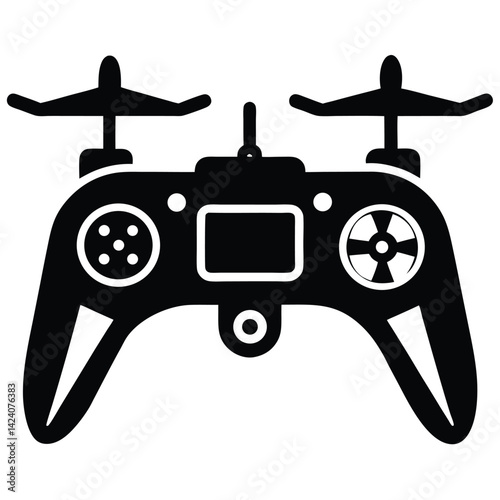 isolated Black vector military drone controller on white background