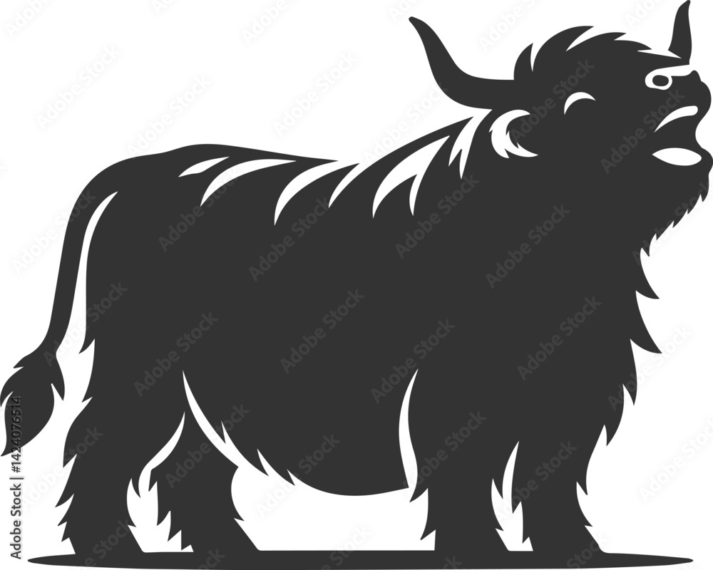 Fototapeta premium Laughing highland cow animal silhouette