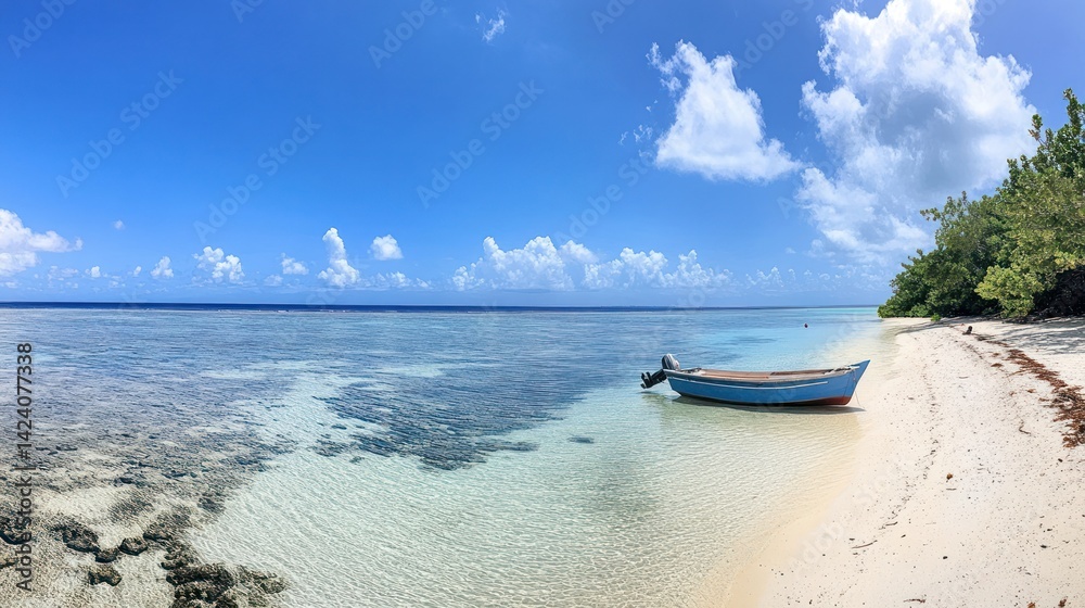 Tropical beach boat calm ocean paradise vacation (1) Tropical beach boat calm ocean paradise vacation (1)