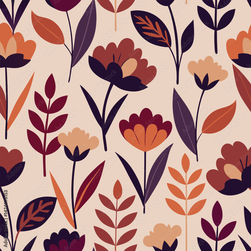 a seamless pattern of simplified plant silhouettes. a seamless pattern of simplified plant silhouettes.