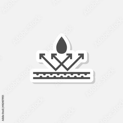 Waterproof, drop resistant icon sticker isolated on gray background