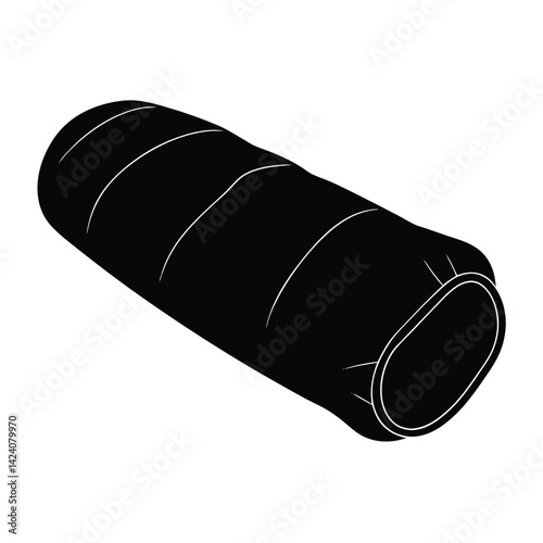 isolated Black vector military field sleeping bag on white background