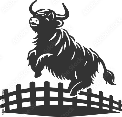 Laughing highland cow animal silhouette