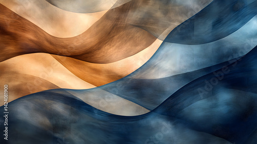 Abstract waves in blue and brown tone