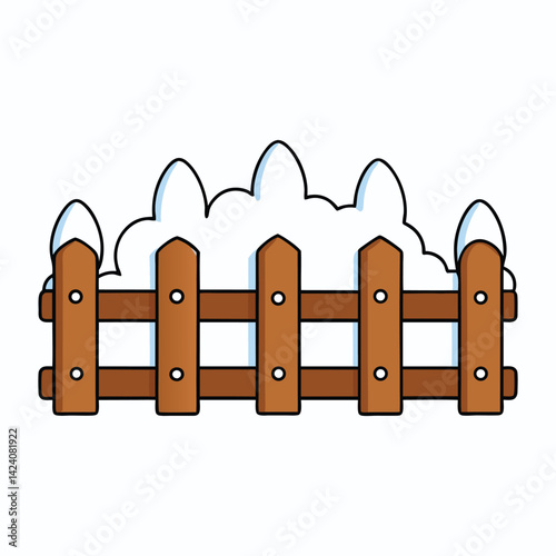 snow covered fence simple design vector style.