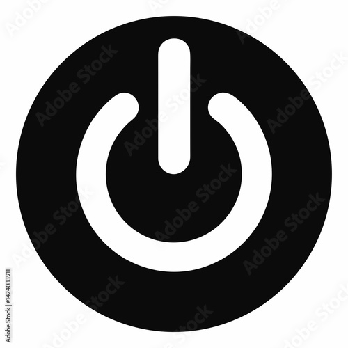 Power On Off Button vector silhouette black design white background