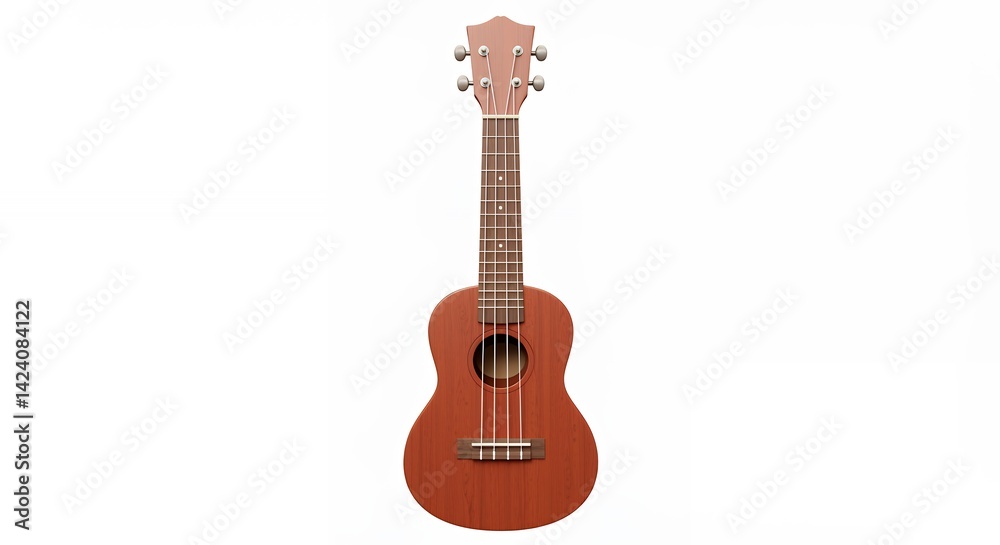 Obraz premium Reddish brown ukulele musical instrument product photography