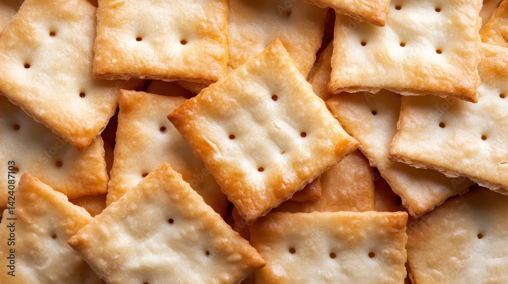 A visually appealing presentation of stacks of saltine crackers that perfectly captures their crispy texture and delightful appearance, ideal for snacking and enjoying.