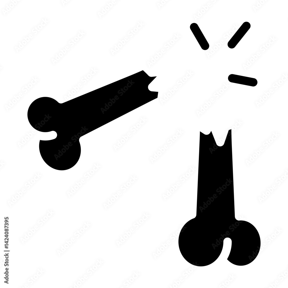 Broken Bone Vector Glyph Icon Design Broken Bone Vector Glyph Icon Design