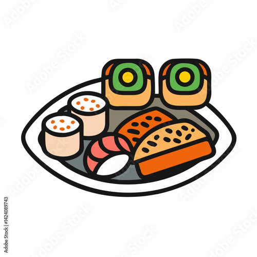 sushi platter icon, sushi platter vector illustration-simple illustration of sushi platter, perfect for sushi platter logos and icons