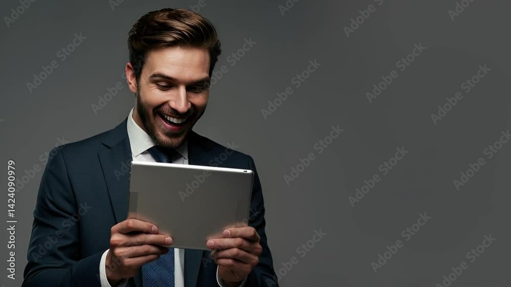 happy businessman with playful character pose happy businessman with playful character pose