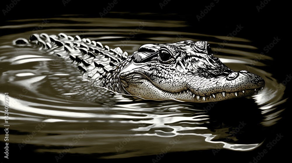 Obraz premium Alligator in dark water