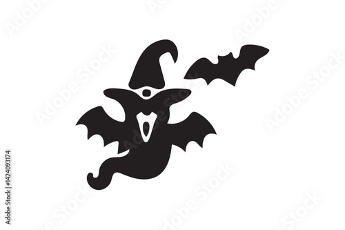 Halloween witch vector icon silhouette on white background.