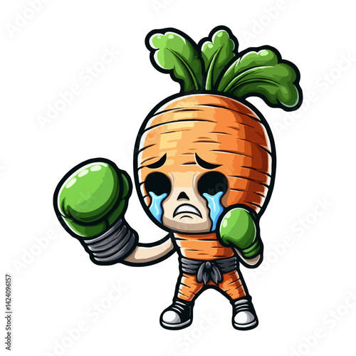 Sad Carrot Boxer Illustration