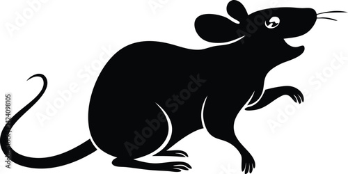 A cute cartoon vector illustration shows a black kangaroo mammal with its baby, isolated as a wild animal silhouette