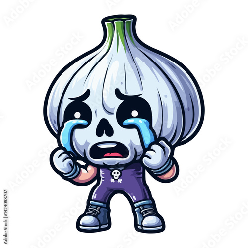 Crying Garlic Cartoon Character