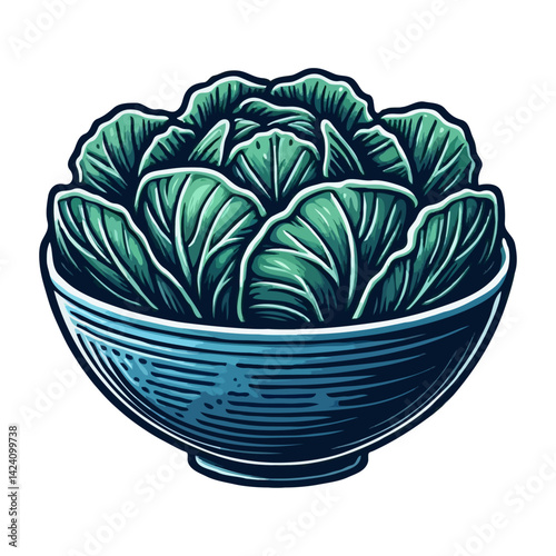 Cabbage in Bowl Illustration