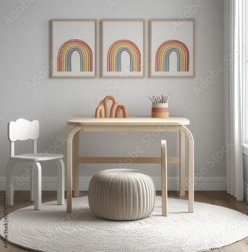 Bright and Cozy Children's Room with Art and Minimalist Decor