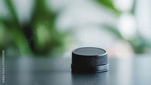 Camera Lens Filter on Tabletop Minimalist Style High-resolution Sharp Focus Close-up Product Shot Neutral Background Dark Gray Tones Ideal for Online Sales