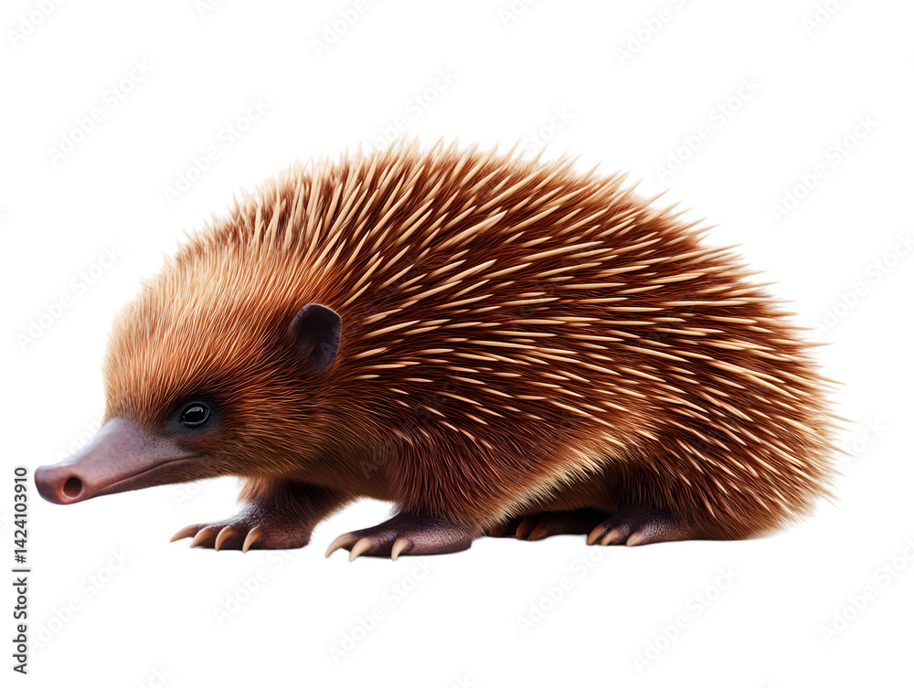 Isolated Realistic Echidna Illustration on Transparent Background Isolated Realistic Echidna Illustration on Transparent Background