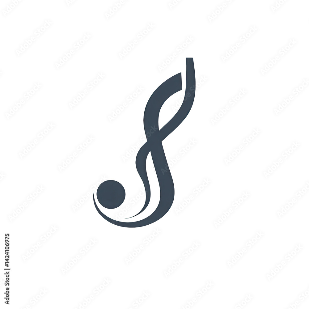 Obraz premium Elegant abstract symbol representing music or a stylized initial letter 'S' with a circular element.