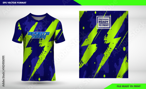 Jersey sport shirt template design for running, basketball, and soccer uniforms in front view and back view. Shirt mock-up vector, design is very simple and easy to customize.
