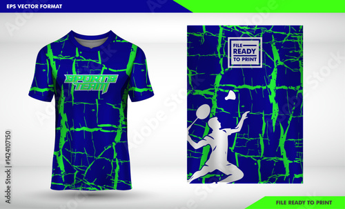 T-shirt mockup with abstract stripe line jersey design for football, soccer, racing, esports, badminton, running, in navy color
