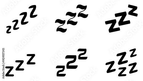 Zzz Sleep Symbol Variations Hand Drawn Style Illustration